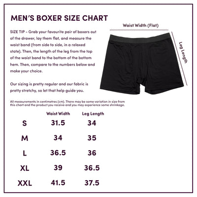 Size chart of Ottie Merino men's boxer short