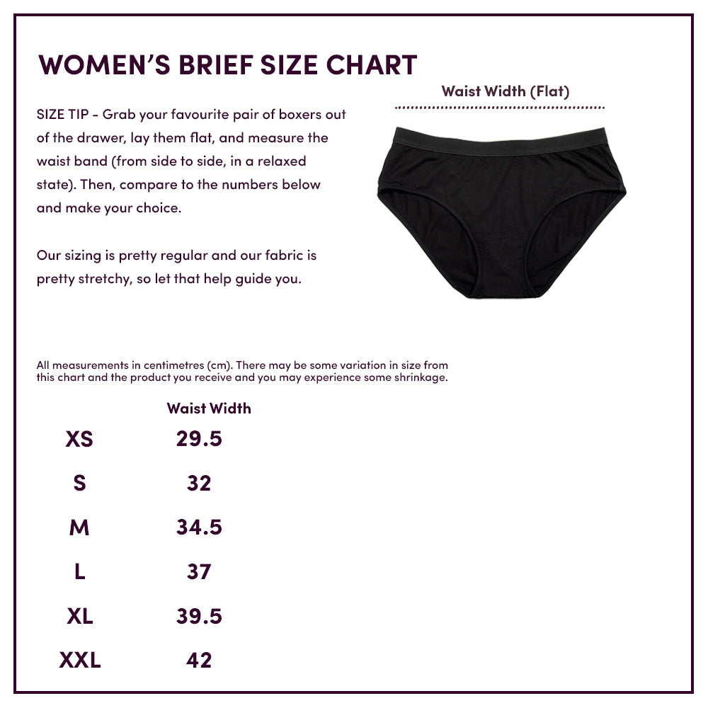 Size chart of Ottie Merino women's brief